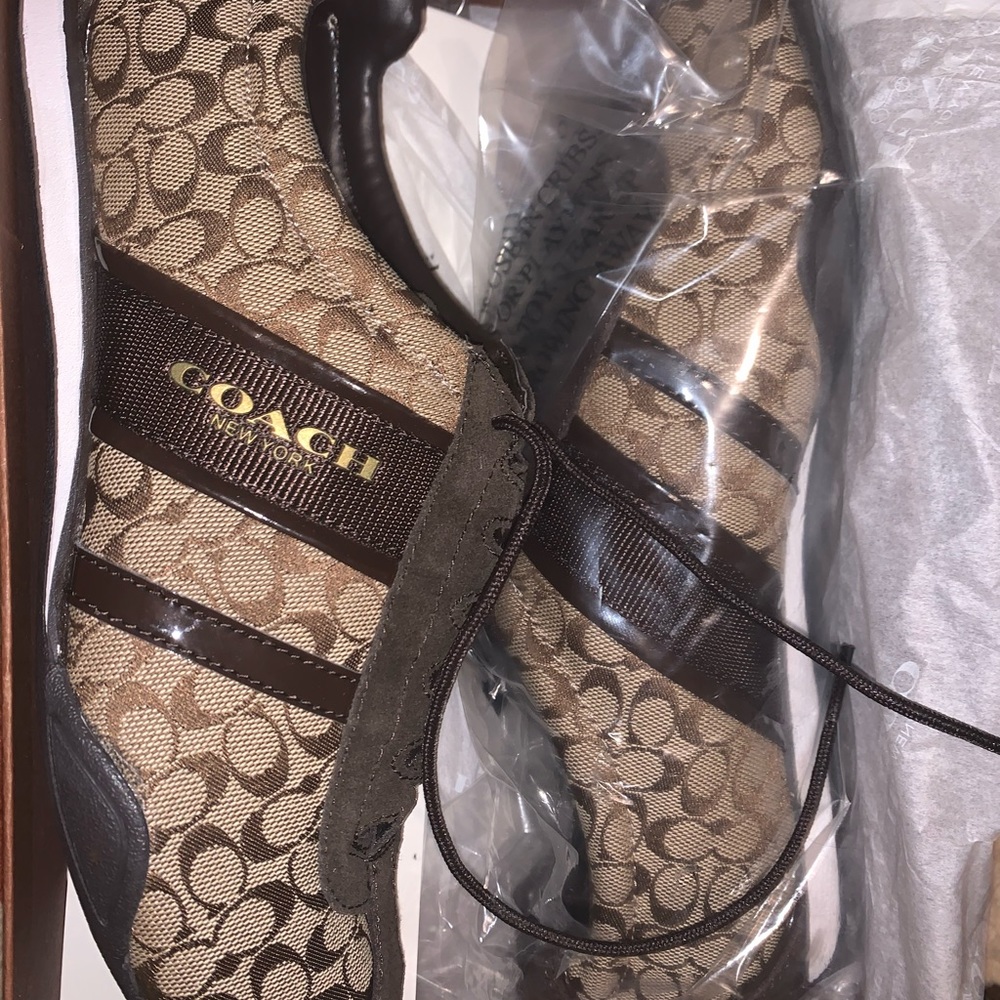 NEW Coach Remonna patent sneaker khaki/chestnut